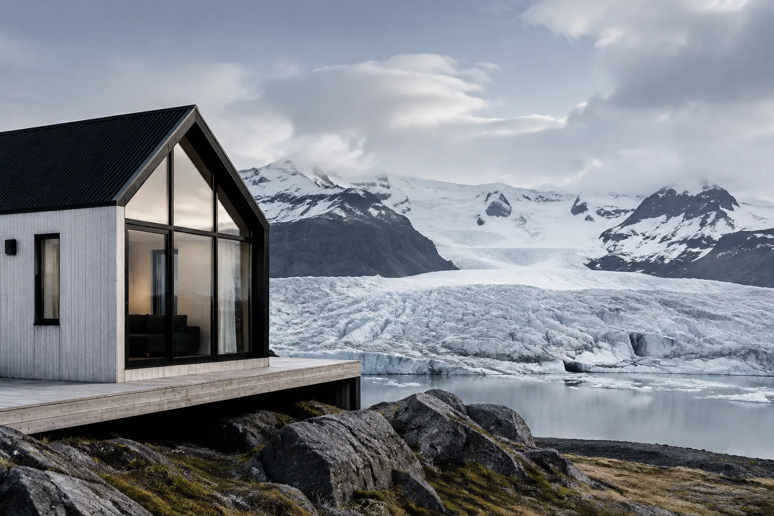 Glacier Cabin – Snowfield Panorama — Mánahlíð