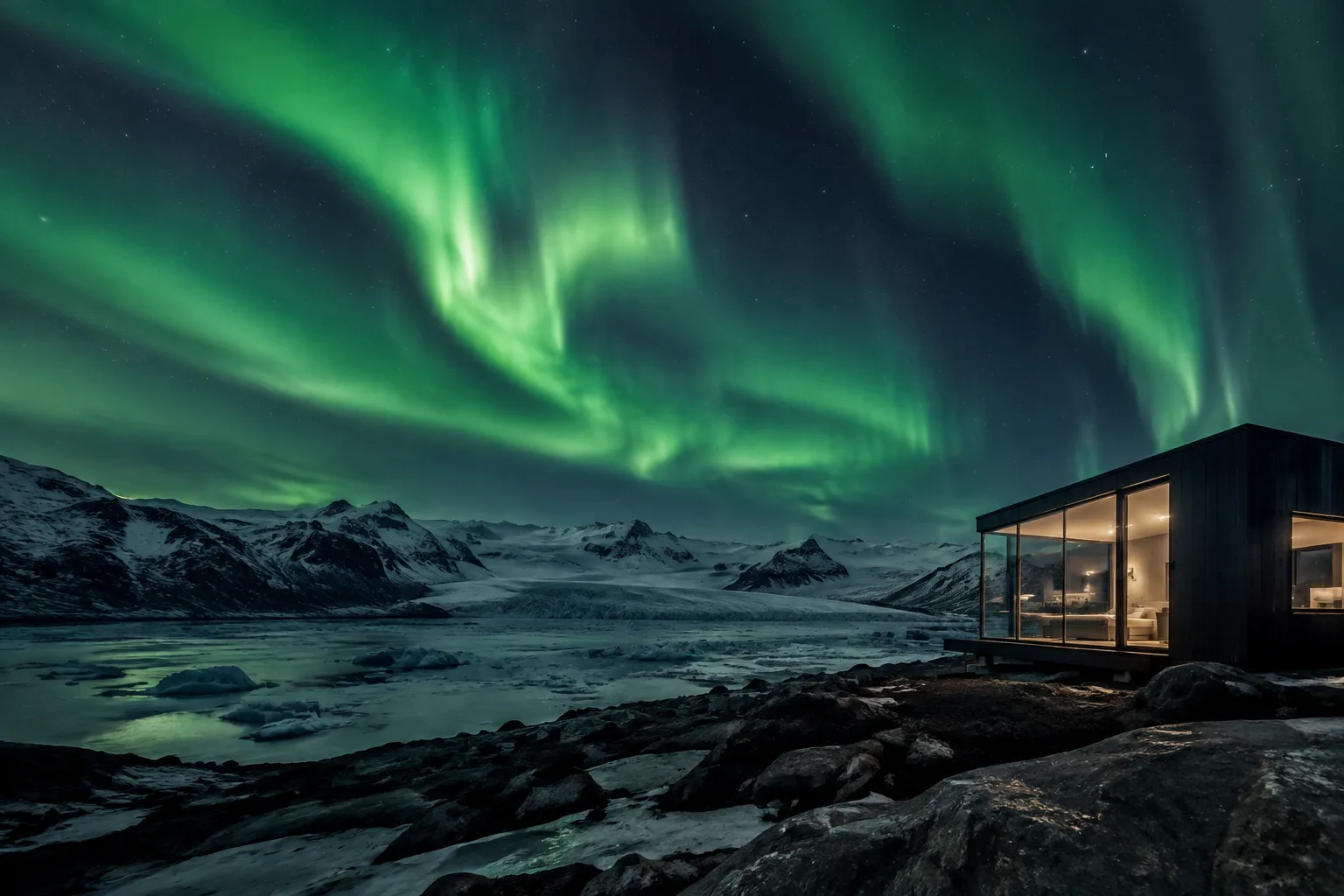 Glacier Cabin – Snowfield Panorama — Mánahlíð (4)