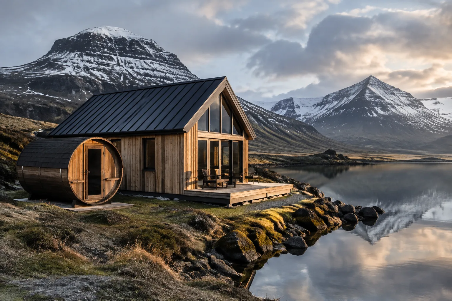 Vatna Cabin – Lakeside Sauna Hut — Mánahlíð